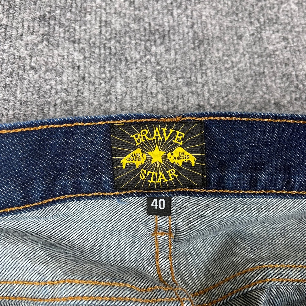 Brave Star Selvage Jeans Mens 38x32 Blue Dark Wash Selvedge Straight Made in USA - Picture 3 of 14